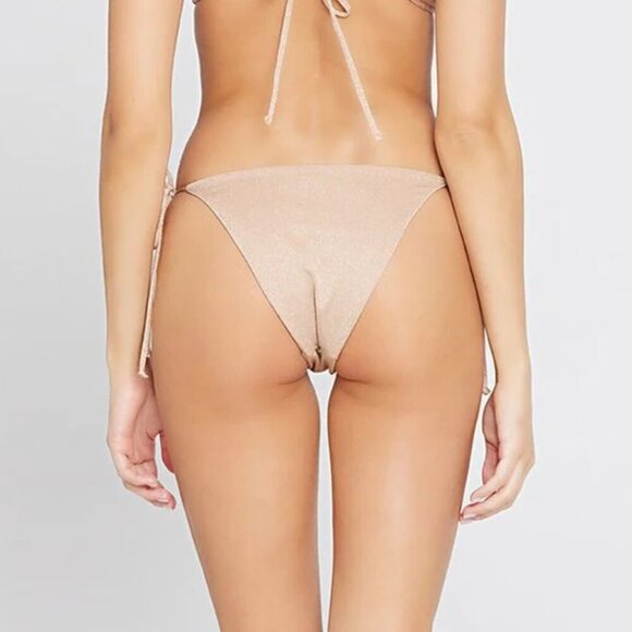 NWT l*space Lennox Shimmery Classic String Bikini Bottom in Champagne Sz. M - Picture 5 of 6